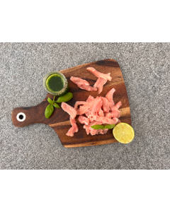 Kycklinglårfilé strimlad naturell 2x5kg 20mm 
